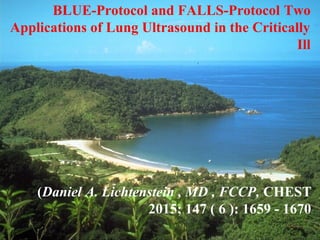 BLUE-Protocol and FALLS-Protocol Two
Applications of Lung Ultrasound in the Critically
Ill
(Daniel A. Lichtenstein , MD , FCCP, CHEST
2015; 147 ( 6 ): 1659 - 1670
 