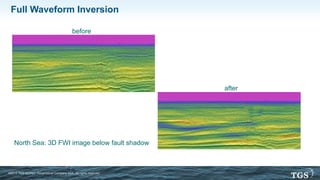 ©2015 TGS-NOPEC Geophysical Company ASA. All rights reserved.©2015 TGS-NOPEC Geophysical Company ASA. All rights reserved.
Full Waveform Inversion
North Sea: 3D FWI image below fault shadow
before
after
 
