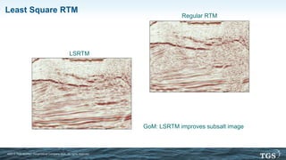 ©2015 TGS-NOPEC Geophysical Company ASA. All rights reserved.©2015 TGS-NOPEC Geophysical Company ASA. All rights reserved.
Least Square RTM
GoM: LSRTM improves subsalt image
Regular RTM
LSRTM
 