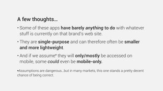 …extending this pattern to the
physical web will enable us to
create all sorts of rich and yet
casual scenarios that
completely bypass the friction
of downloading an app
https://www.flickr.com/photos/charlottemorrall/3778508426
GUMBOT
Bet you don’t have a
quarter? Am I right or
am I right?
GUMBOT
No sweat. How about
one of these? That’ll
be $0.25 please.
 