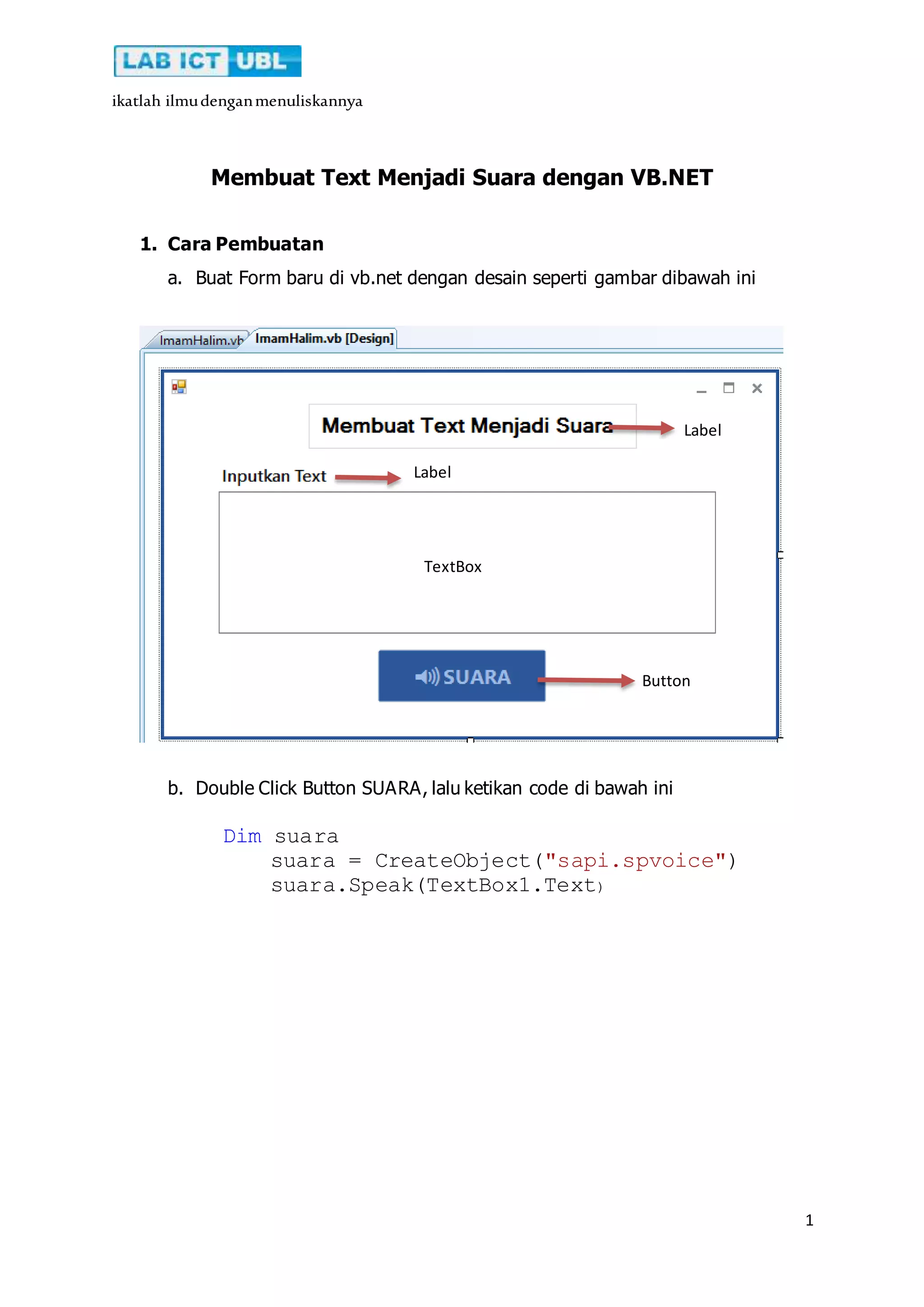 Membuat Text menjadi Suara dengan VB.NET