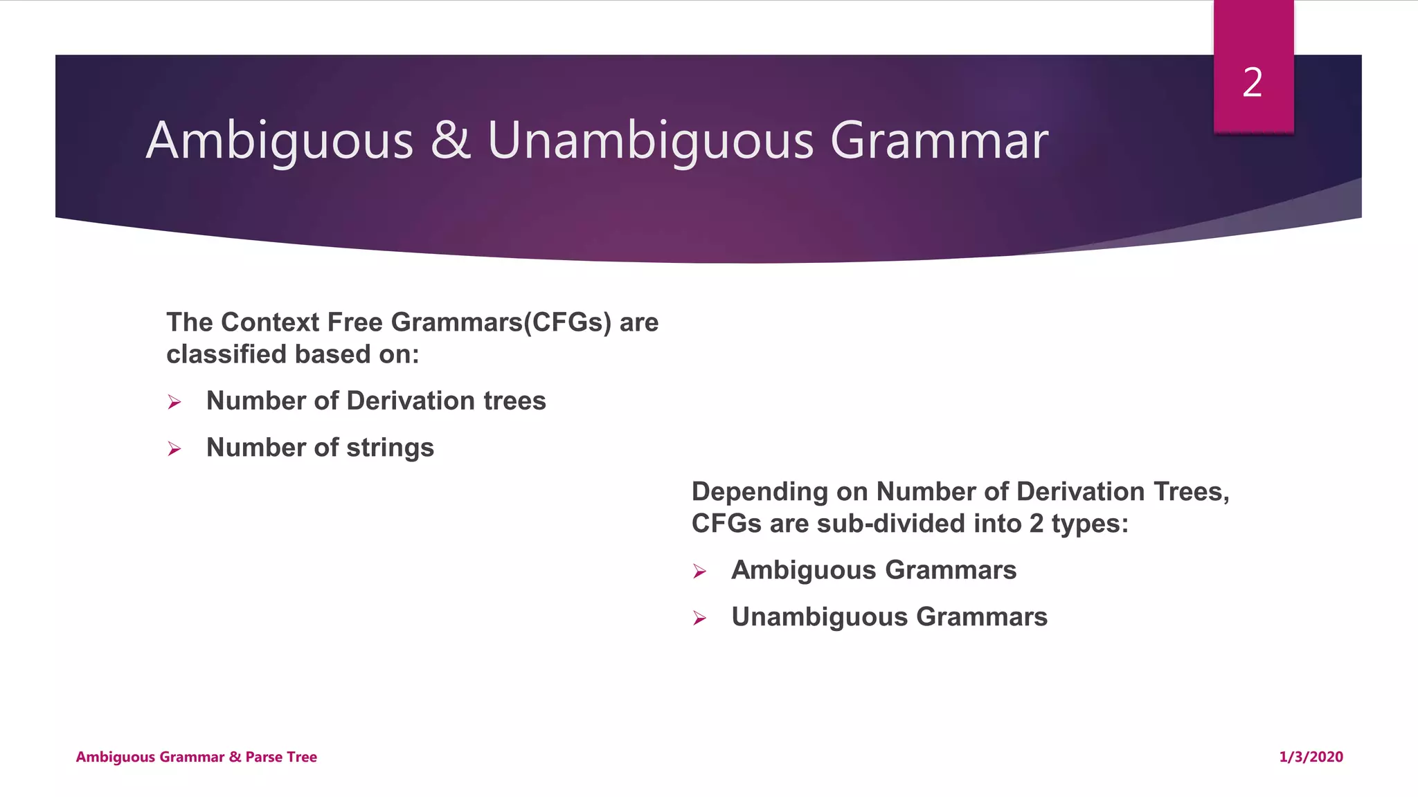 Ambiguous & Unambiguous Grammar | PPTX | Programming Languages | Computing