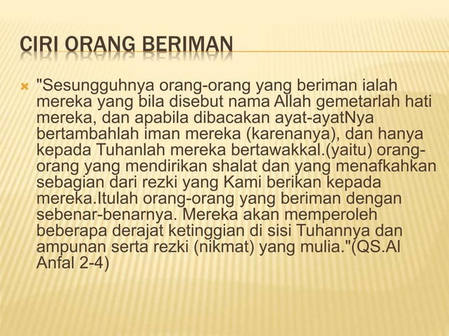 Iman dan pengaruhnya dalam kehidupan