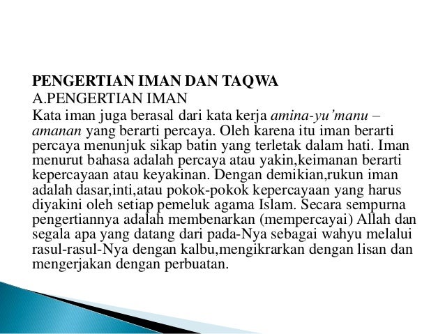 Apa Yang Dimaksud Dengan Iman Dan Taqwa. - IlusiSolusi