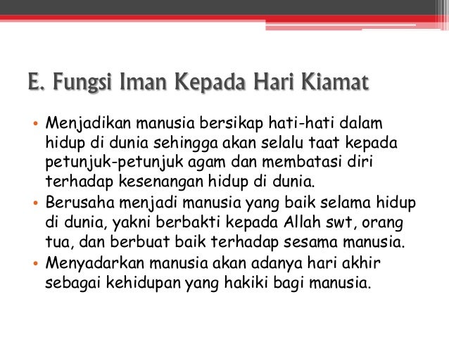 Kelas 9 Bab Iman Kepada Hari Akhir