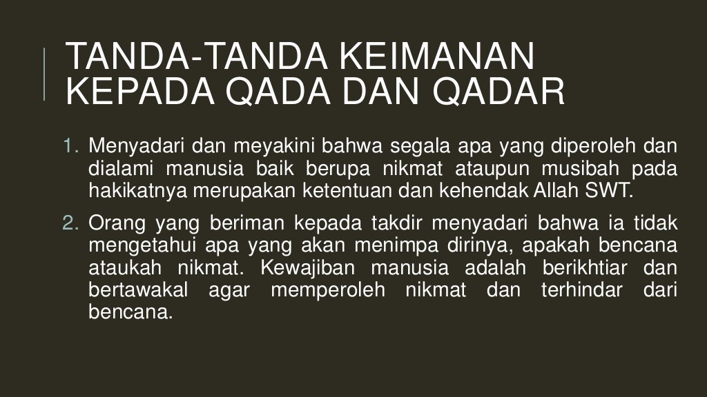 Iman kepada qada dan qadar