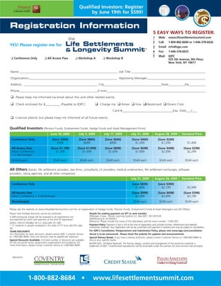 2nd Life Settlements & Longevity Summit
