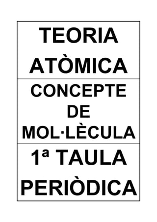 TEORIA
ATÒMICA
 CONCEPTE
    DE
MOL·LÈCULA
 1ª TAULA
PERIÒDICA
 
