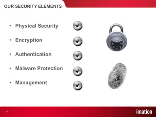 Physical Security Encryption Authentication Malware Protection Management OUR SECURITY ELEMENTS 