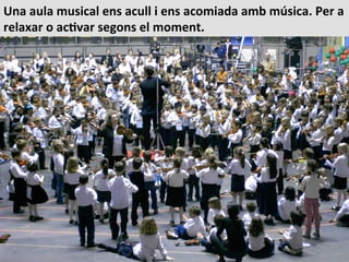 Una	
  aula	
  musical	
  ens	
  acull	
  i	
  ens	
  acomiada	
  amb	
  música.	
  Per	
  a	
  
relaxar	
  o	
  acHvar	
  segons	
  el	
  moment.	
  
 