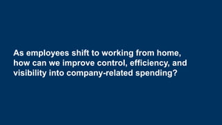 #InsideTalk
Copyright © 2020 IMA® (Institute of Management Accountants). All rights reserved.
13
As employees shift to working from home,
how can we improve control, efficiency, and
visibility into company-related spending?
 