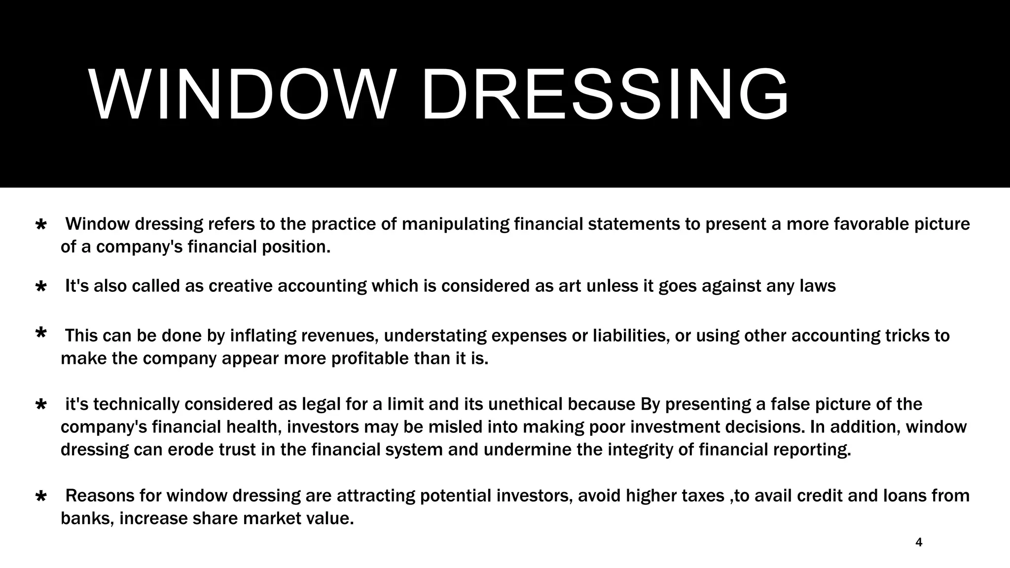 Window dressing & forensic accounting PPT