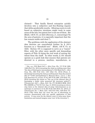 21
claimed.8 That fatally flawed enterprise quickly
devolves into a subjective and free-floating inquiry
that defies predi...