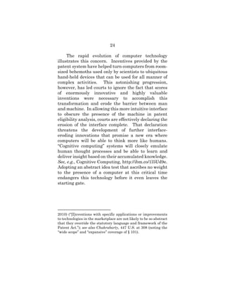 24
The rapid evolution of computer technology
illustrates this concern. Incentives provided by the
patent system have help...