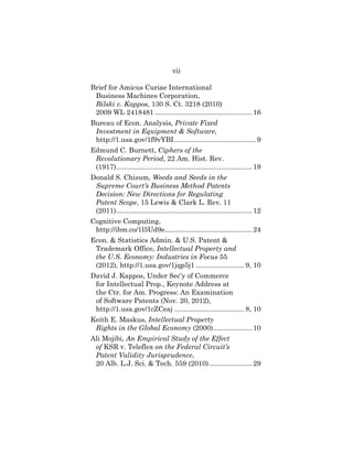 vii
Brief for Amicus Curiae International
Business Machines Corporation,
Bilski v. Kappos, 130 S. Ct. 3218 (2010)
2009 WL ...