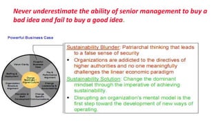Never underestimate the ability of senior management to buy a
bad idea and fail to buy a good idea.
 