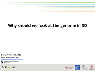 Why	should	we	look	at	the	genome	in	3D	
!
BMC,	Nov	27th	2015
Álvaro	Martínez	Barrio,		PhD	
Alvaro.Martinez.Barrio@scilifelab.se	
								linkedin.com/in/ambarrio	
							@ambarrio
 