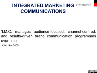 Swinburne
Social Media Communications
Some Tips (Cont.)
✔ Use headings;
✔ Mention benefits;
✔ Use an engaging tone;
✔ Support the given information with a link;
✔ Share stories;
✔ Ask members to participate in the “conversation”.
Remember to Manage Risks!!!
 