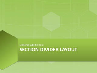 SECTION DIVIDER LAYOUT
Optional subtitle here
 