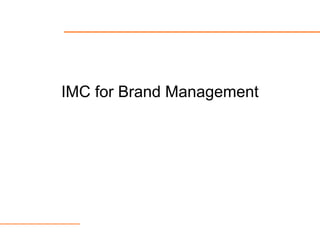 IMC for Brand Management
 