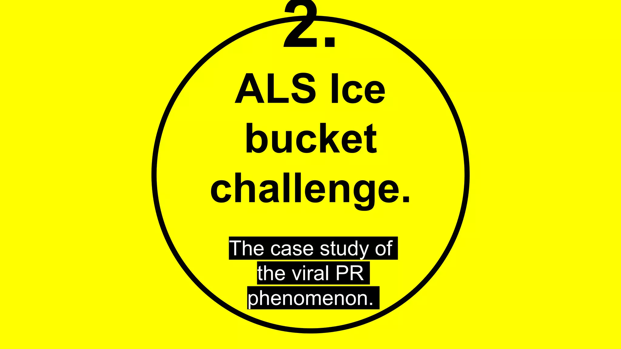 2.
ALS Ice
bucket
challenge.
The case study of
the viral PR
phenomenon.
 