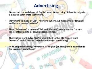 Advertisement Using Verb SYBCOM SEM III UNIT 1 INTRODUCTION TO ADVERTISING | PPTX