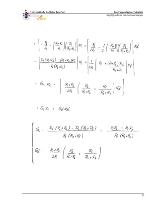 Instrumentação e Medida
Amplificadores em Instrumentação
23
Universidade da Beira Interior
 