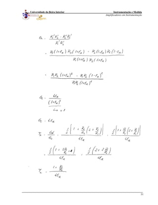 Instrumentação e Medida
Amplificadores em Instrumentação
31
Universidade da Beira Interior
 