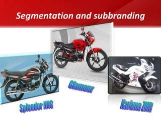 Segmentation and subbranding Splendor NXG Glamour Karizma ZMR 