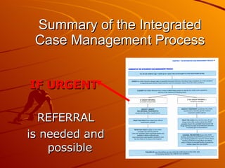 Summary of the Integrated Case Management Process IF URGENT   REFERRAL is needed and possible 