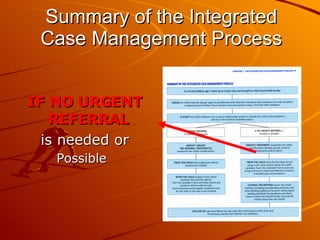 Summary of the Integrated Case Management Process IF NO URGENT REFERRAL  is needed or Possible 