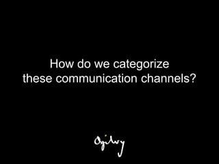 How do we categorize
these communication channels?
 
