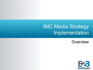 IMC Media Strategy
    Implementation
           Overview
 