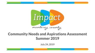 Community Needs and Aspirations Assessment
Summer 2019
July 24, 2019
 