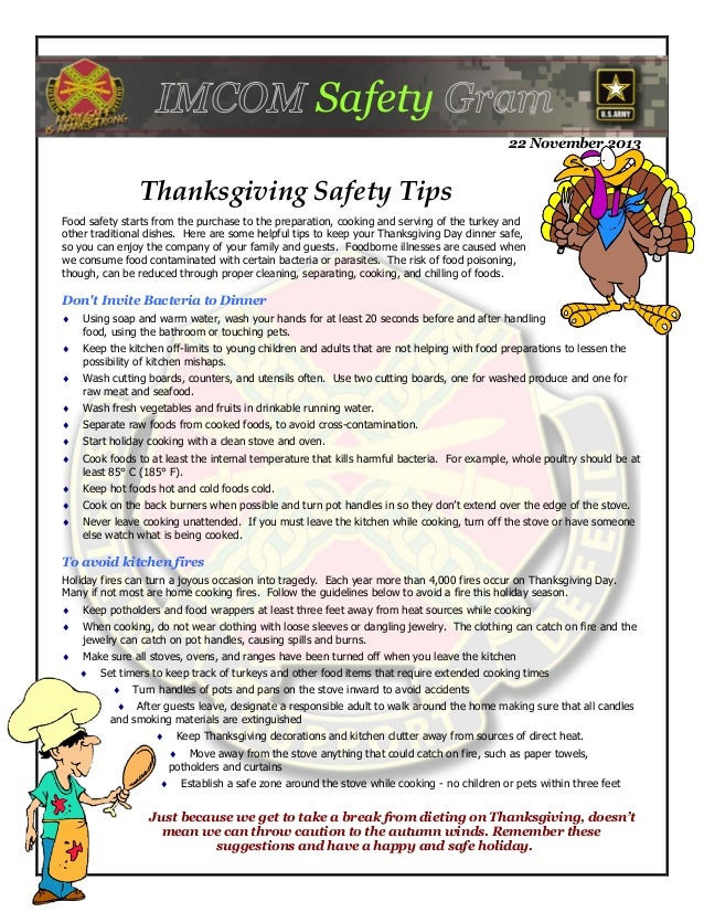 Imcom safety gram thanksgiving safety tips
