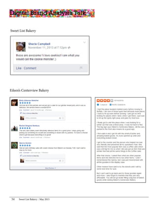 Sweet List Bakery May 201554
Sweet List Bakery
Digital Brand Analysis Talk
Eileen’s Centerview Bakery
 