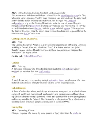 Cast Description IMDB Movie Terminology Glossary | DOCX