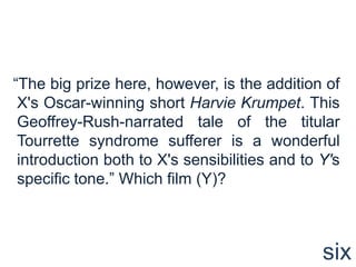 Connect these characters to a movie.one