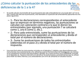 ¿Cómo calcular la puntuación de los antecedentes de las deficiencias de la 1 a la 4?<br />Se puede calcular el promedio de...