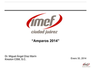“Amparos 2014”

Dr. Miguel Ángel Díaz Marín
Kreston CSM, S.C.

Enero 30, 2014

 
