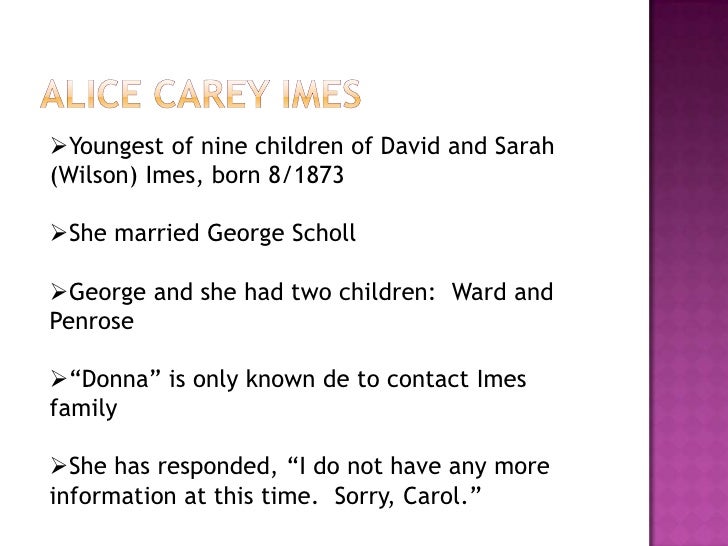 Imes Family History Update