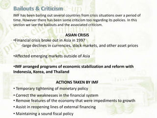 Asian Financial Crisis                  IMF Sank Argentina                           Greek Crisis

• Thailand, Indonesia, ...