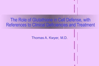 The Role of Glutathione in Cell Defense, with References to Clinical Deficiencies and Treatment Thomas A. Kwyer,   M.D. 