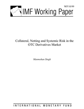 WP/10/99




Collateral, Netting and Systemic Risk in the
          OTC Derivatives Market



             Manmohan Singh
 