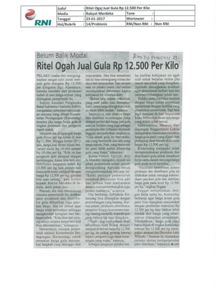 Ritel Ogah Jual Gula Rp 12.500 Per Kilo