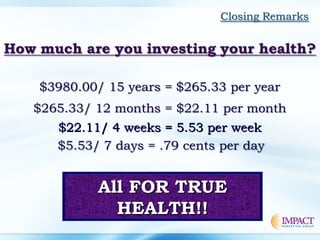 $22.11/ 4 weeks = 5.53 per week$22.11/ 4 weeks = 5.53 per week
All FOR TRUEAll FOR TRUE
HEALTH!!HEALTH!!
 