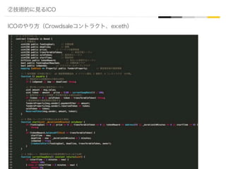 ②技術的に見るICO
ICOのやり方（Crowdsaleコントラクト、ex:eth）
 
