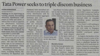 Tata Power seeks to triple DISCOM business. - The Hindu Business Line