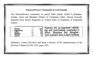 Panwar(Powar) Community in Central India