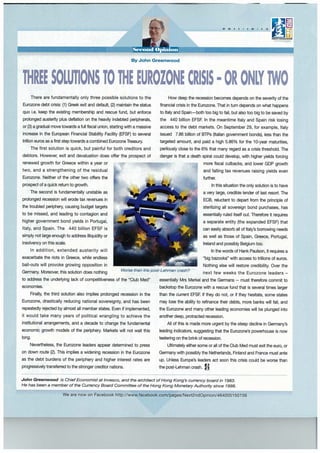 THREE SOLUTIONS TO THE EUROZONE CRISIS - OR ONLY TWO